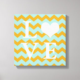 Chervon Patroons geel hart LEEVE canvaswand Canvas Afdruk