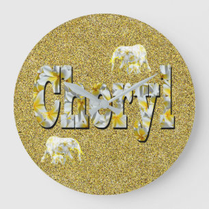 Cheryl Name with Frangipani Flowers,   Grote Klok