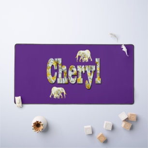 Cheryl Nom Avec Eléphants, Mat De Bureau