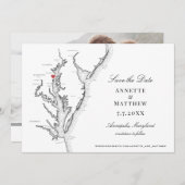 Chesapeake Bay Annapolis MD Zwart Wit Huwelijk Save The Date (Voorkant / Achterkant)