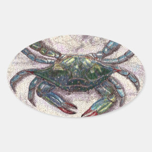 Chesapeake Bay Blue Crab Oval Sticker