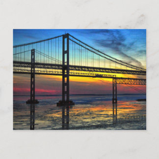 Chesapeake Bay Bridge Icy Sunset Silhouette Briefkaart