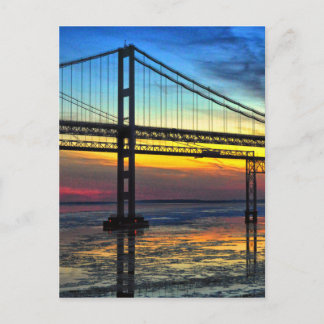 Chesapeake Bay Bridge Icy Sunset Silhouette Briefkaart