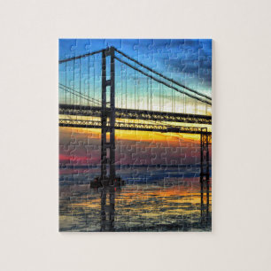 Chesapeake Bay Bridge Icy Sunset Silhouette Legpuzzel