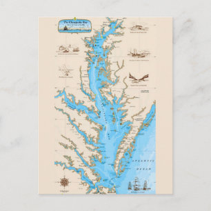 Chesapeake Bay Kaart Ansichtkaart