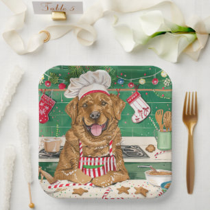 Chesapeake Bay Retriever Bakken: Feestelijke Kerst Papieren Bordje