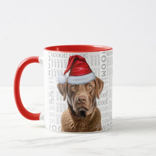 Chesapeake Bay Retriever Dog Santa Wolf Achtergron Mok (Links)