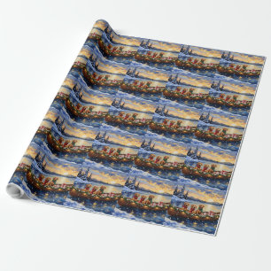 Chesapeake Bay Retriever Kerstboot Vakantie Cadeaupapier