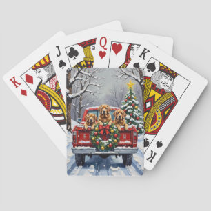 Chesapeake Bay Retriever Kerstmis Rode Truck  Pokerkaarten