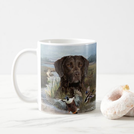 Chesapeake Bay Retriever, Kunst Koffiemok (Met donut)