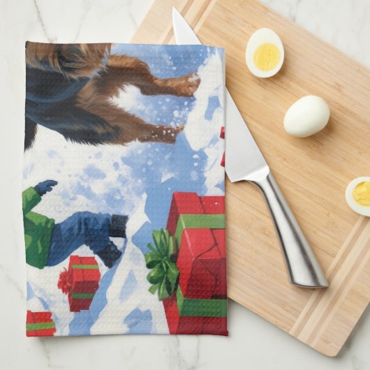 Chesapeake Bay Retriever Sneeuw met Kerstmis Pet Theedoek (Quarter Fold)