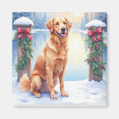 Chesapeake Bay Retriever Winter Lakeside Christmas Magneet (Voorkant)