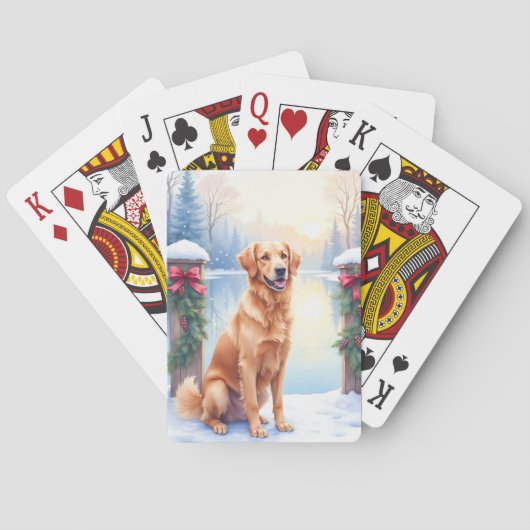 Chesapeake Bay Retriever Winter Lakeside Christmas Pokerkaarten (Achterkant)