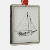 Chesapeake Bay Skipjack Sailboot Metalen Ornament (Rechts)