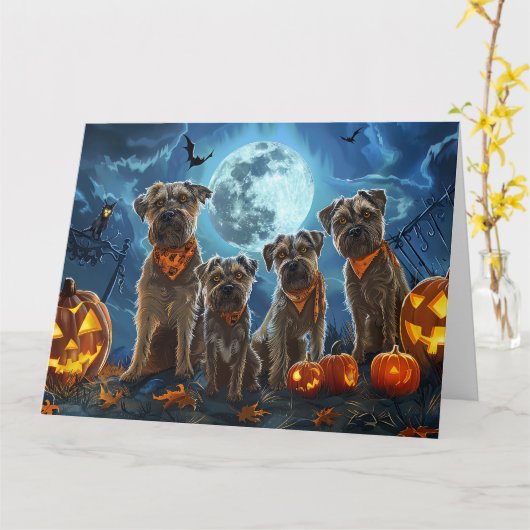 Chesapeake Bay Terrier Halloween Spooky Kaart (Gele Bloem)