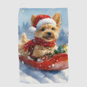 Chesapeake Bay Terrier Hond in Sledge Kerstmis Golfhanddoek (Voorkant)