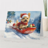 Chesapeake Bay Terrier Hond in Sledge Kerstmis Kaart (Voorkant)