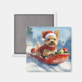 Chesapeake Bay Terrier Hond in Sledge Kerstmis Magneet (Voorkant / Achterkant)
