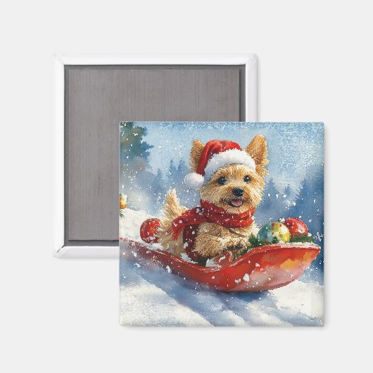 Chesapeake Bay Terrier Hond in Sledge Kerstmis Magneet (Voorkant / Achterkant)