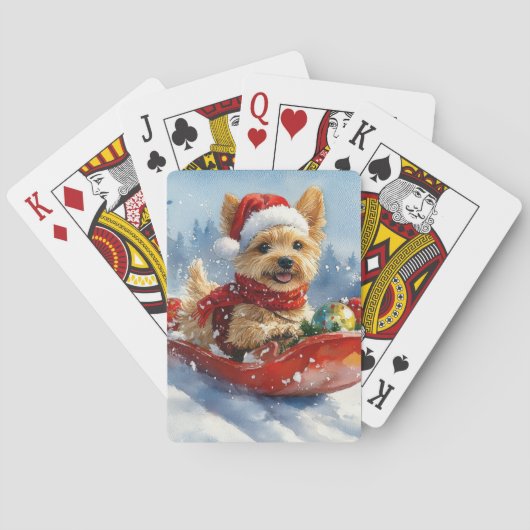 Chesapeake Bay Terrier Hond in Sledge Kerstmis Pokerkaarten (Achterkant)