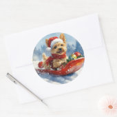 Chesapeake Bay Terrier Hond in Sledge Kerstmis Ronde Sticker (Envelop)