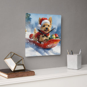 Chesapeake Bay Terrier-hond in slee Christmas Vierkante Klok