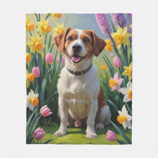 Chesapeake Bay Terrier Lente Bloemen Schilderen Fleece Deken (Voorkant)