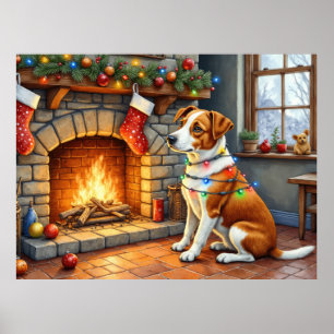 Chesapeake Bay Terrier Openhaard Kerstlichten Poster