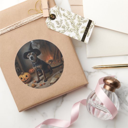 Chesapeake Bay Terrier pompoenen Halloween eng Ronde Sticker (Geschenken)