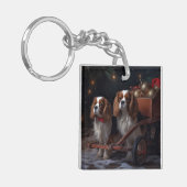 Chesapeake Bay Terrier Sneeuw slee Christmas Sleutelhanger (Voorkant Links)