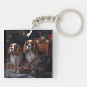 Chesapeake Bay Terrier Sneeuw slee Christmas Sleutelhanger (Achterkant)