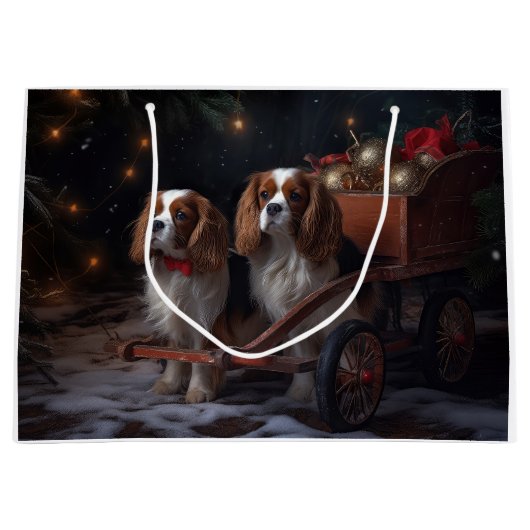 Chesapeake Bay Terrier Snowy Sleigh Kerst Groot Cadeauzakje (Voorkant)