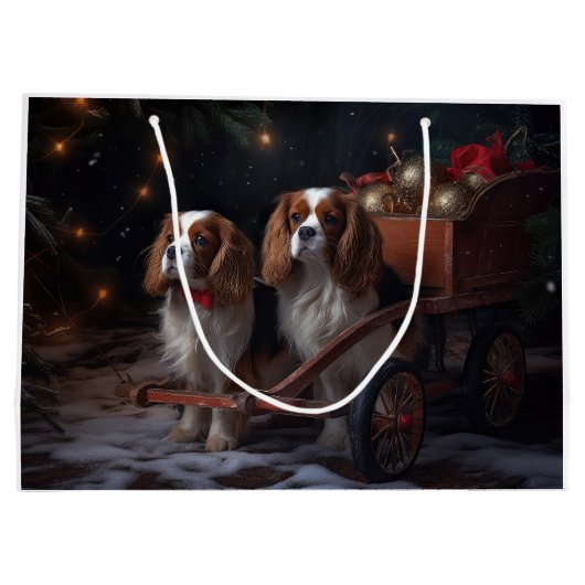 Chesapeake Bay Terrier Snowy Sleigh Kerst Groot Cadeauzakje (Achterkant)