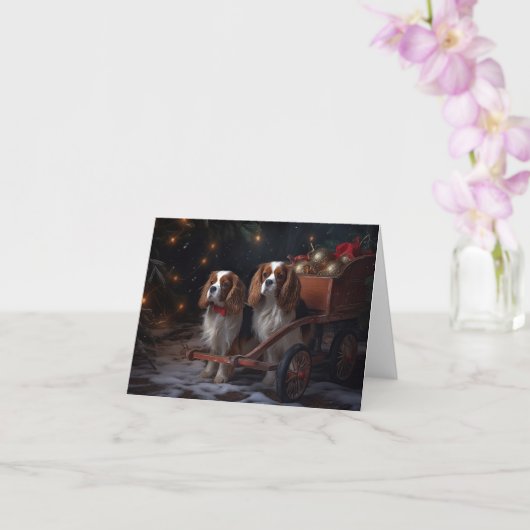 Chesapeake Bay Terrier Snowy Sleigh Kerst Kaart (Orchidee)