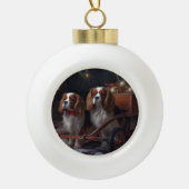 Chesapeake Bay Terrier Snowy Sleigh Kerst Keramische Bal Ornament (Voorkant)
