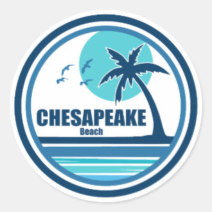 Chesapeake Beach Maryland Palmboom Vogels Ronde Sticker