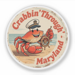 Chesapeake Charm_ Maryland Krab Captain  Sticker