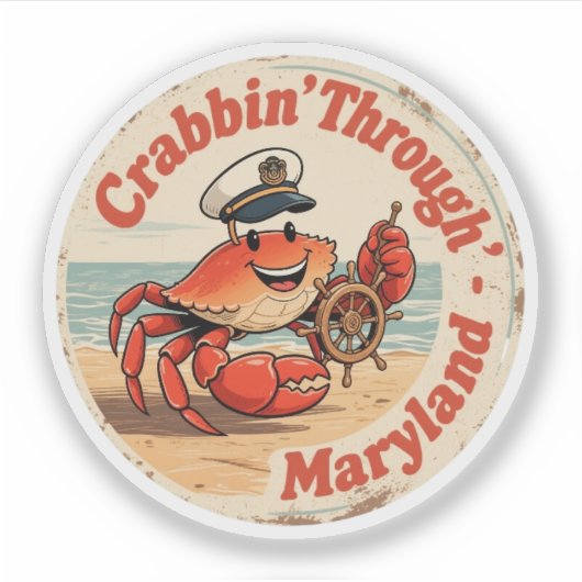 Chesapeake Charm_ Maryland Krab Captain  Sticker (Voorkant)