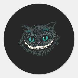 Cheshire Alice Cat was allemaal gek hier Ronde Sticker