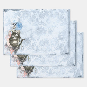 Cheshire Cat Alice in Wonderland Blue Inpakpapier Vel