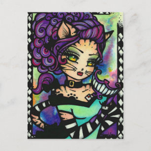 Cheshire Cat Alice Smoke Fairy Fantasy Art Girl Briefkaart