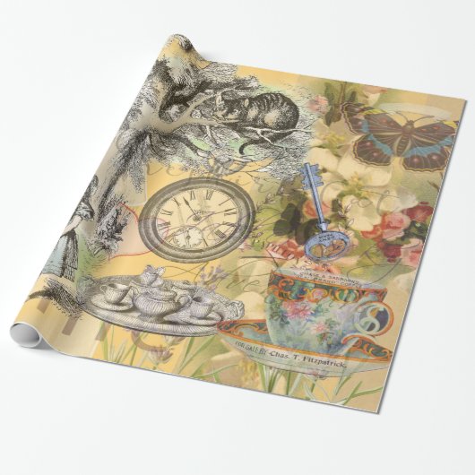 Cheshire Cat Alice Wonderland Cadeaupapier (Uitgerold)