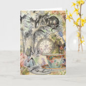 Cheshire Cat Alice Wonderland Kaart (Gele Bloem)