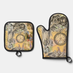 Cheshire Cat Alice Wonderland Klassieker Ovenwant & Pannenlap Set