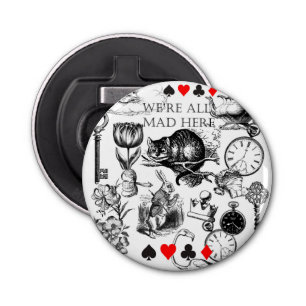 Cheshire Cat Classic Alice in Wonderland Art Button Flesopener