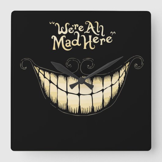 Cheshire Cat Clock Vierkante Klok (Voorkant)