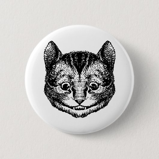 Cheshire Cat Inked Black Ronde Button 5,7 Cm (Voorkant)