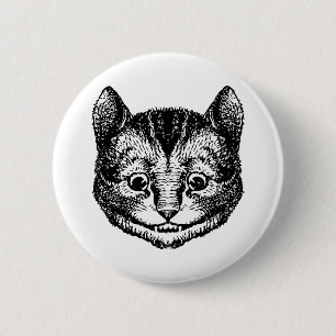 Cheshire Cat Inked Black Ronde Button 5,7 Cm