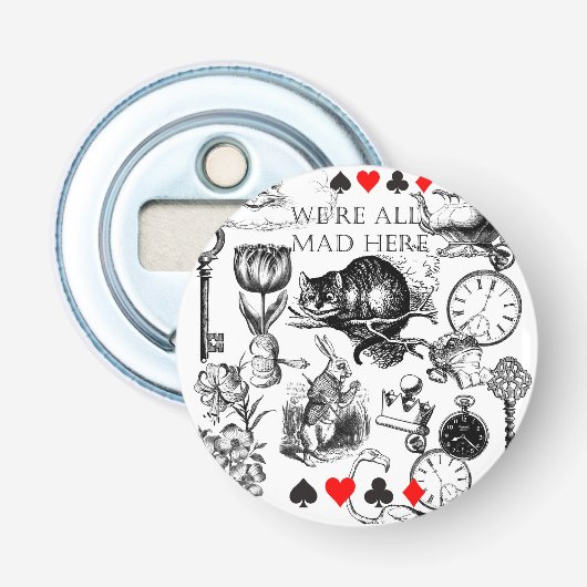Cheshire Cat klassieke alice in wonderland gek Button Flesopener (Voorkant)