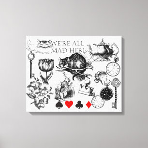 Cheshire Cat klassieke alice in wonderland gek Canvas Afdruk